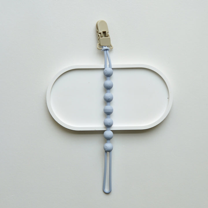 Silicone Beaded Pacifier Clip with Wooden Safety Clamp