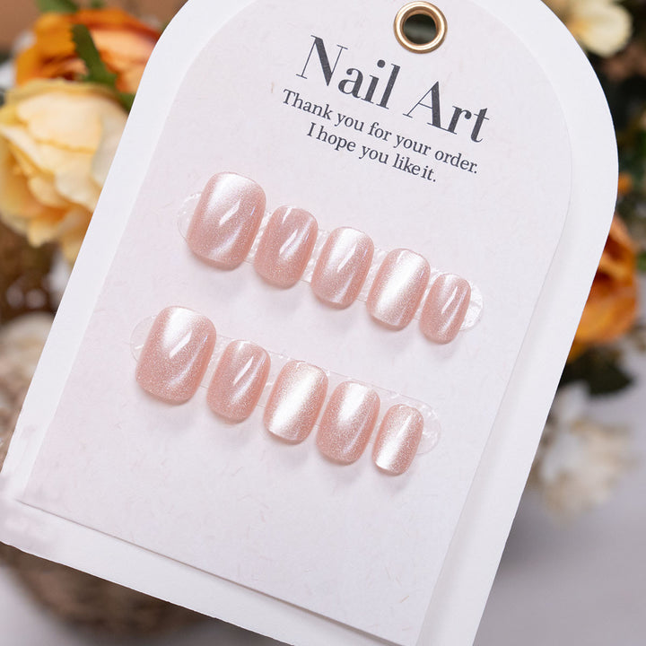 Elegant Press-On Nail Art Set with Shimmer Finish
