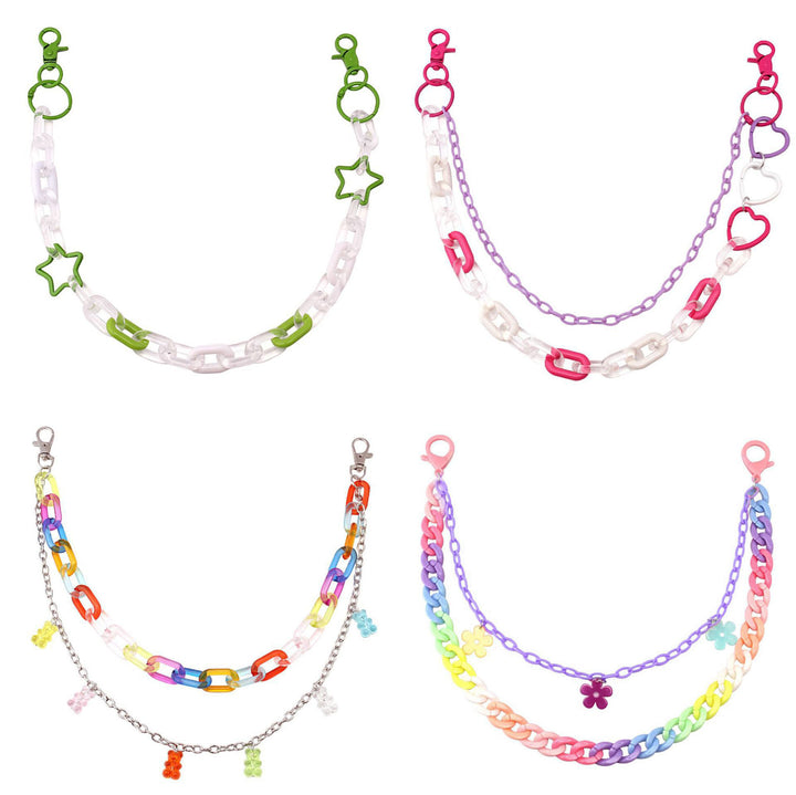 Fashionable chain belt with colorful pendants Kalsten