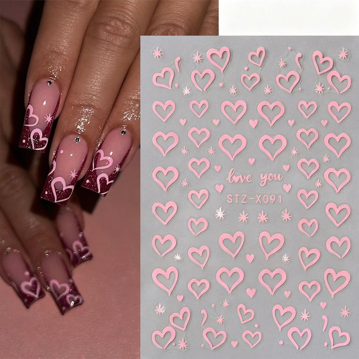 Heart-Shaped Nail Art Stickers