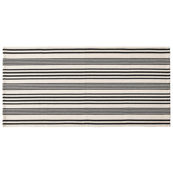 Flat woven runner for living and dining room with modern stripe pattern