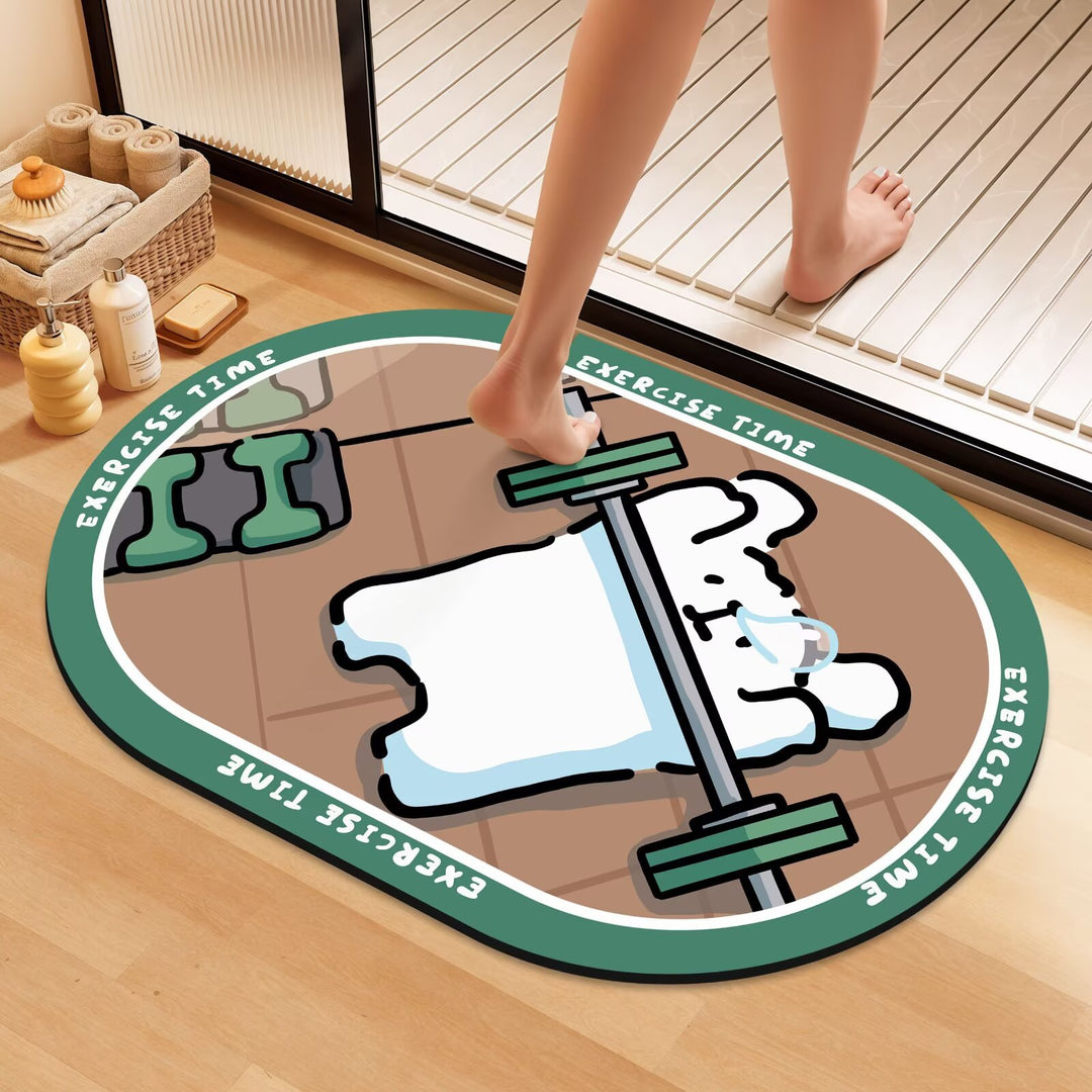 Playful Cartoon Dog Bath Mat Kalsten