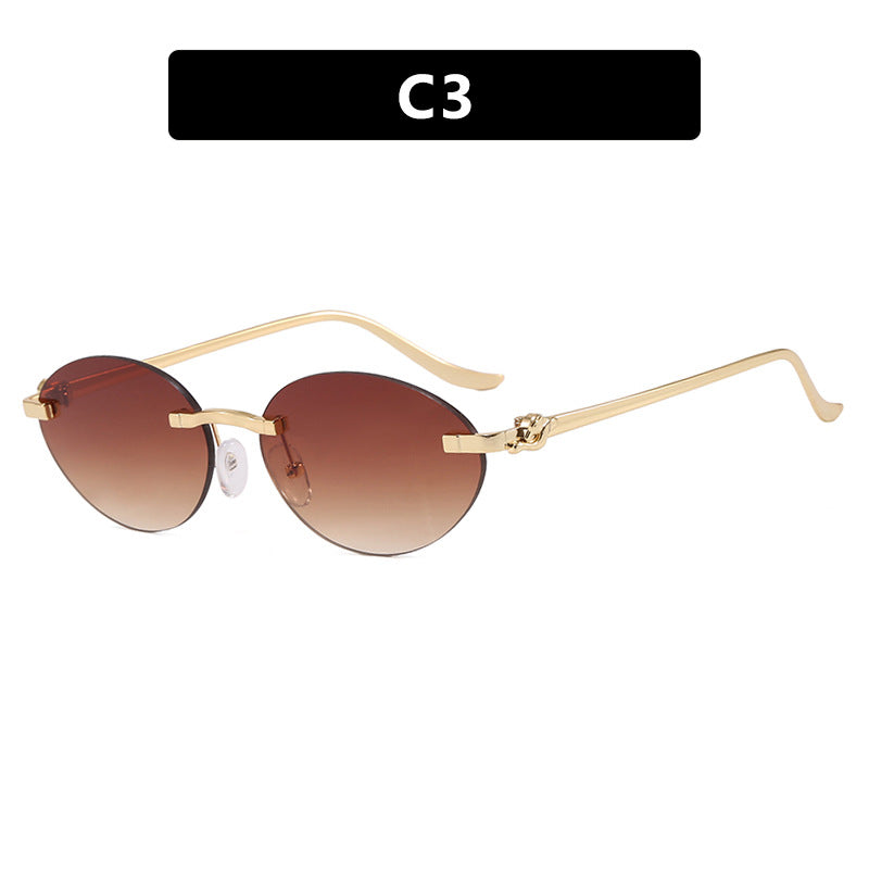 Women's elegant oval sunglasses with golden accents Kalsten