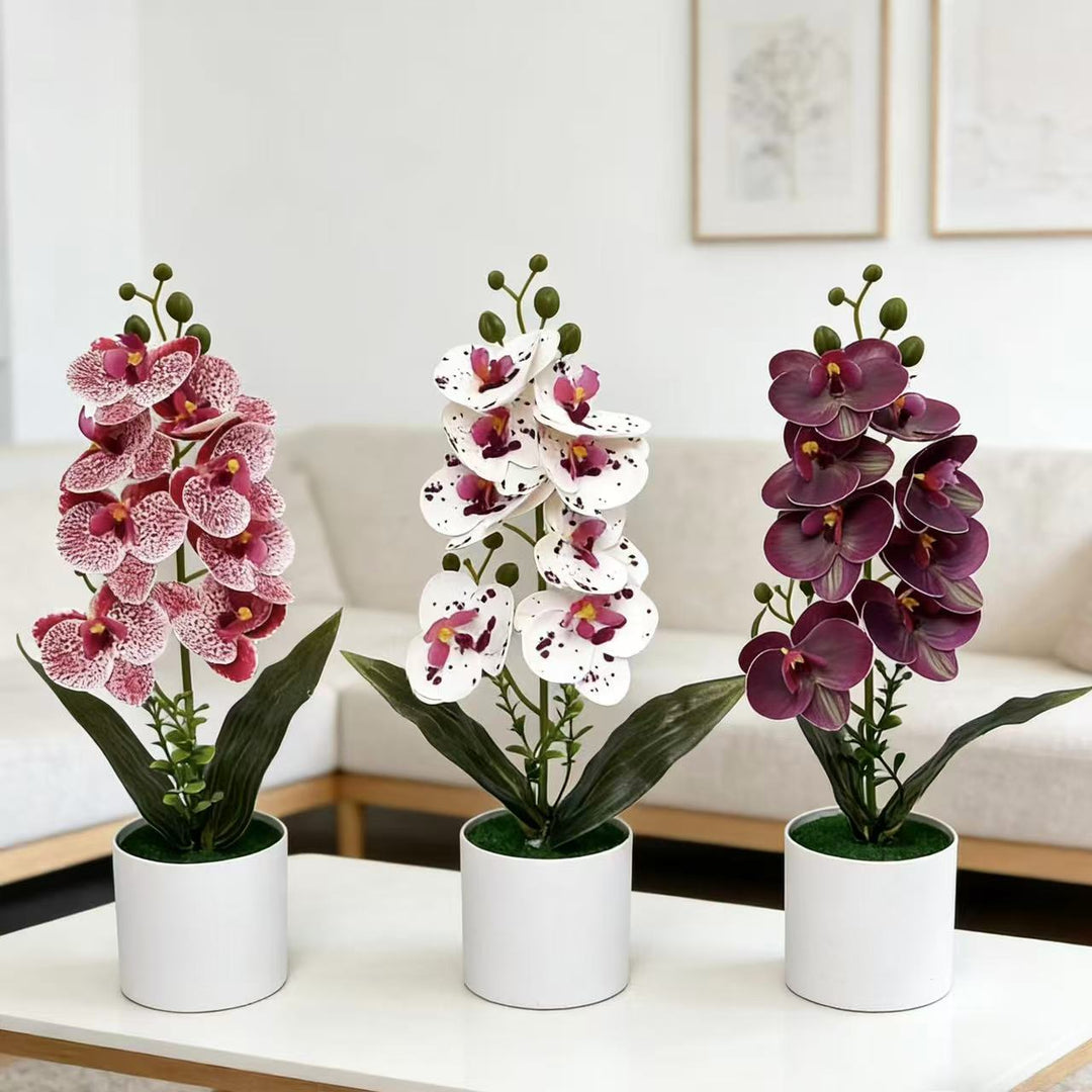 Decorative Artificial Orchid Arrangement for Tabletop Home Decor