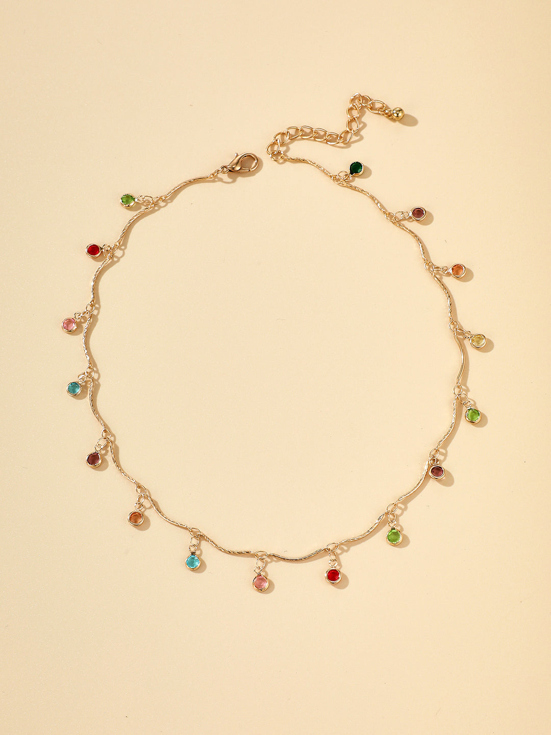 Gold-Plated Gemstone Charm Necklace Kalsten