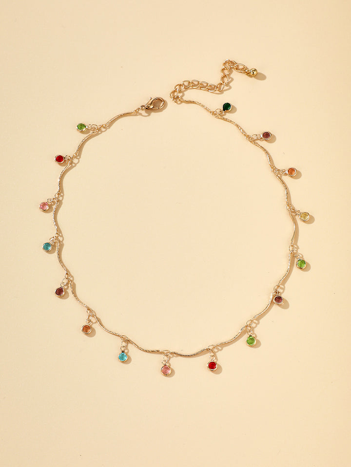 Gold-Plated Gemstone Charm Necklace Kalsten