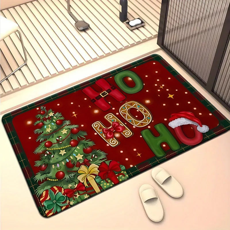 Santa Sleigh-Themed Indoor Welcome Mat