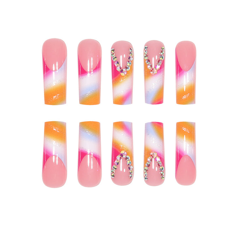 Decorative Rhinestone Art Long Stiletto Press-On Nails Kalsten