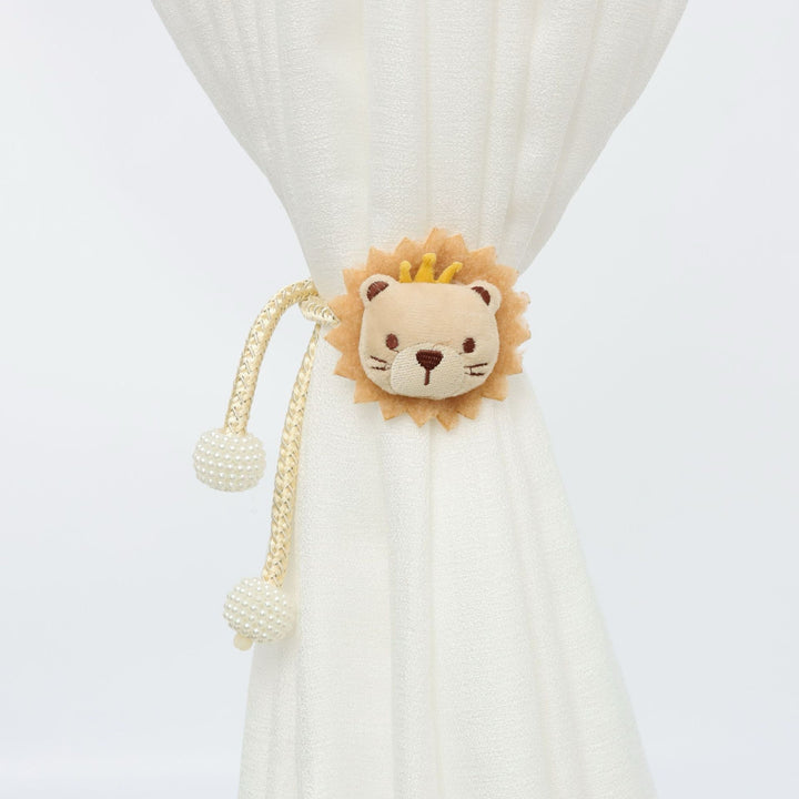 Plush Bear Curtain Tieback with Braided Rope and Pearl Tassels