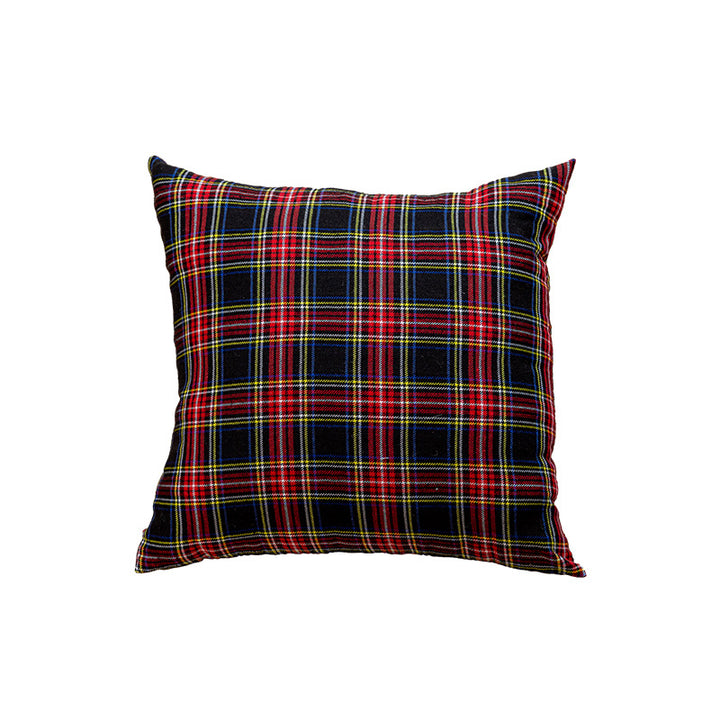 Square Plaid Flannel Cushion Cover with Brushed Cotton Exterior and Removable Insert