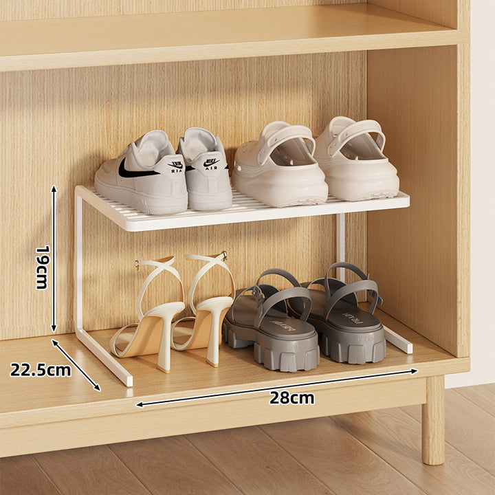 Compact Double-Layer Adjustable Shoe Shelf Riser for Cabinet and Closet