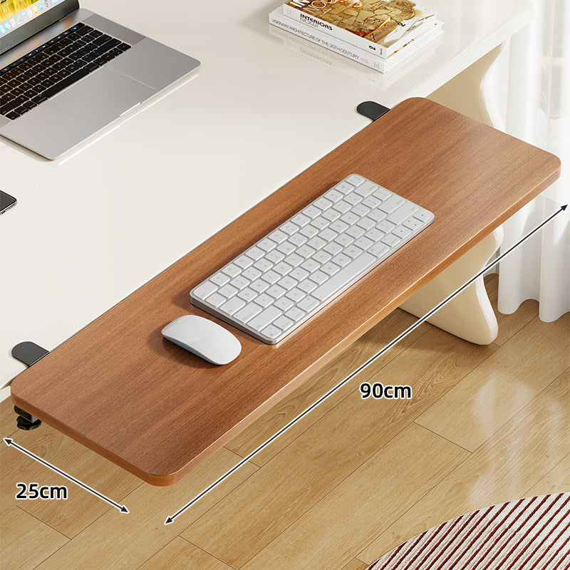 Under-Desk Bamboo Slide-Out Work Surface Clamp-Mounted Keyboard & Mouse Platform