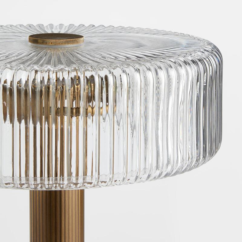 Elegant Ribbed Glass and Gold Table Lamp