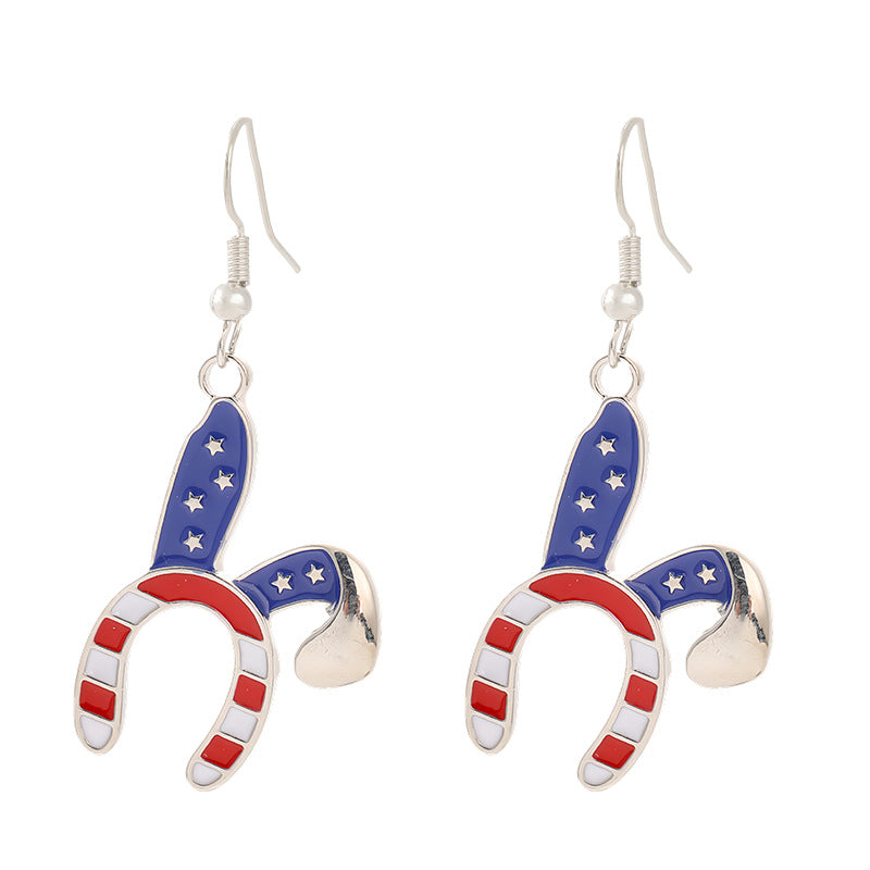 Women nan enamel horseshoe earrings with star motif and fishhook closure Kalsten
