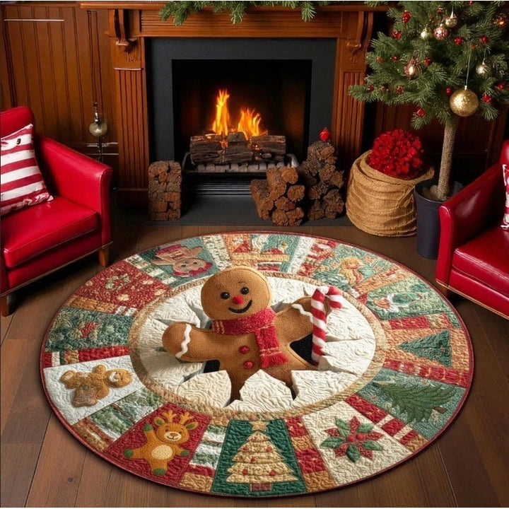 Festive Santa-Themed Round Area Rug