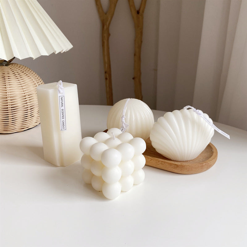 Hand-Poured Geometric Column Scented Soy Pillar Candle