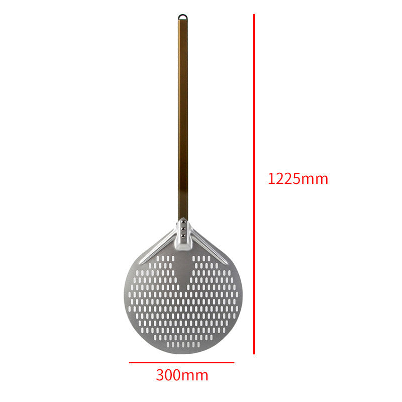 long wooden handled round aluminum pizza peel with reinforced neck Kalsten