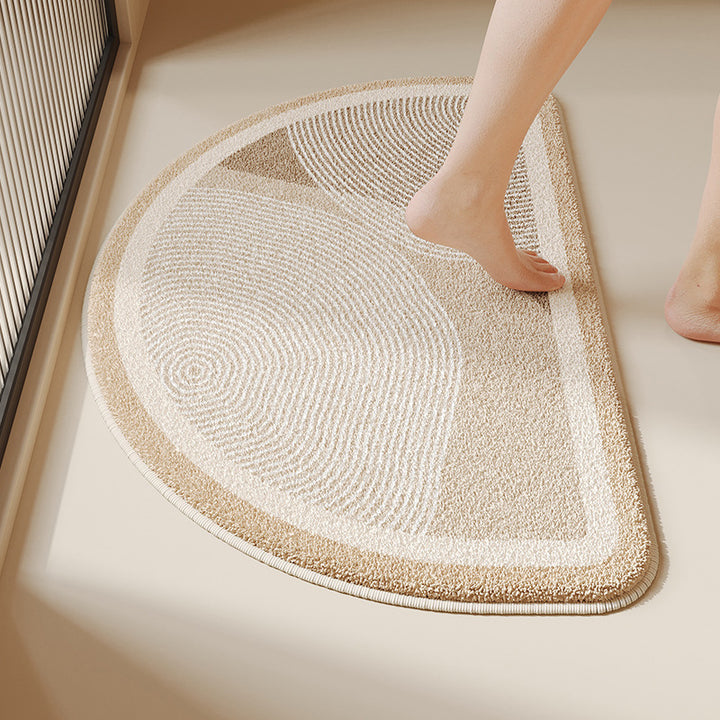 Cloud-Shaped Absorbent Microfiber Bath Mat with Anti-Slip Backing and Textured Concentric Pattern