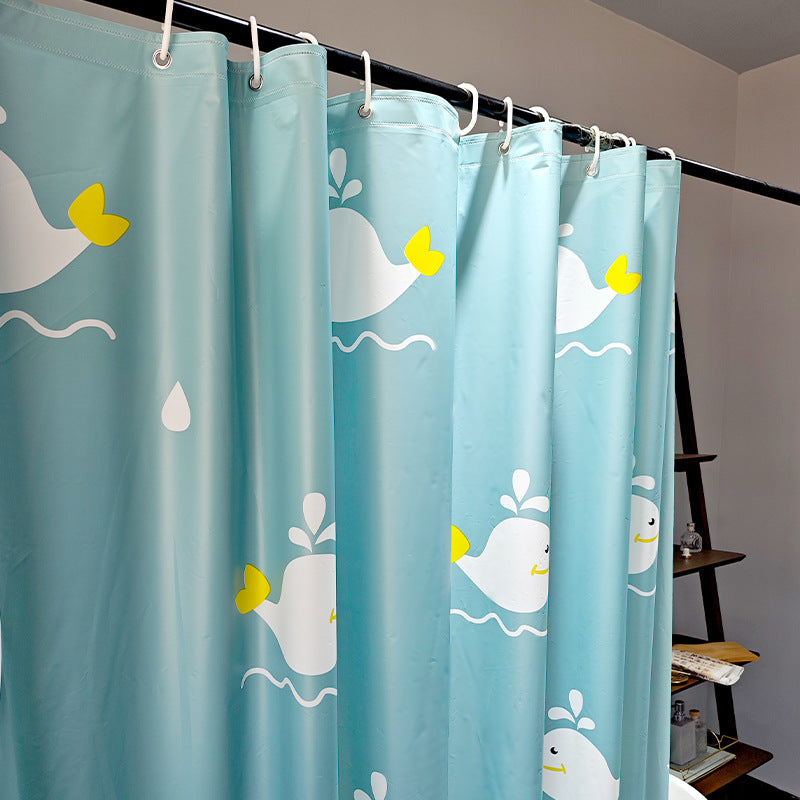 Playful Whale Theme Shower Curtain Kalsten