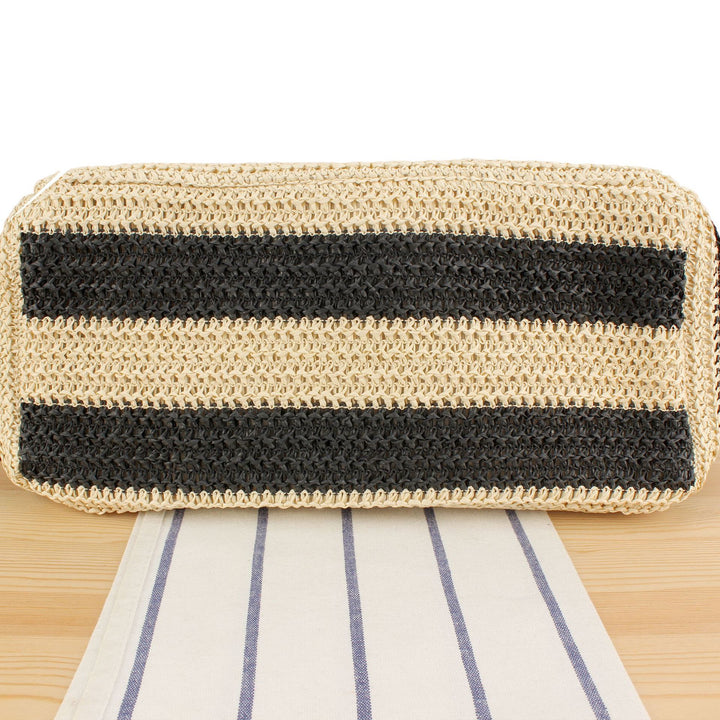 Straw bag with elegant leather handles Kalsten