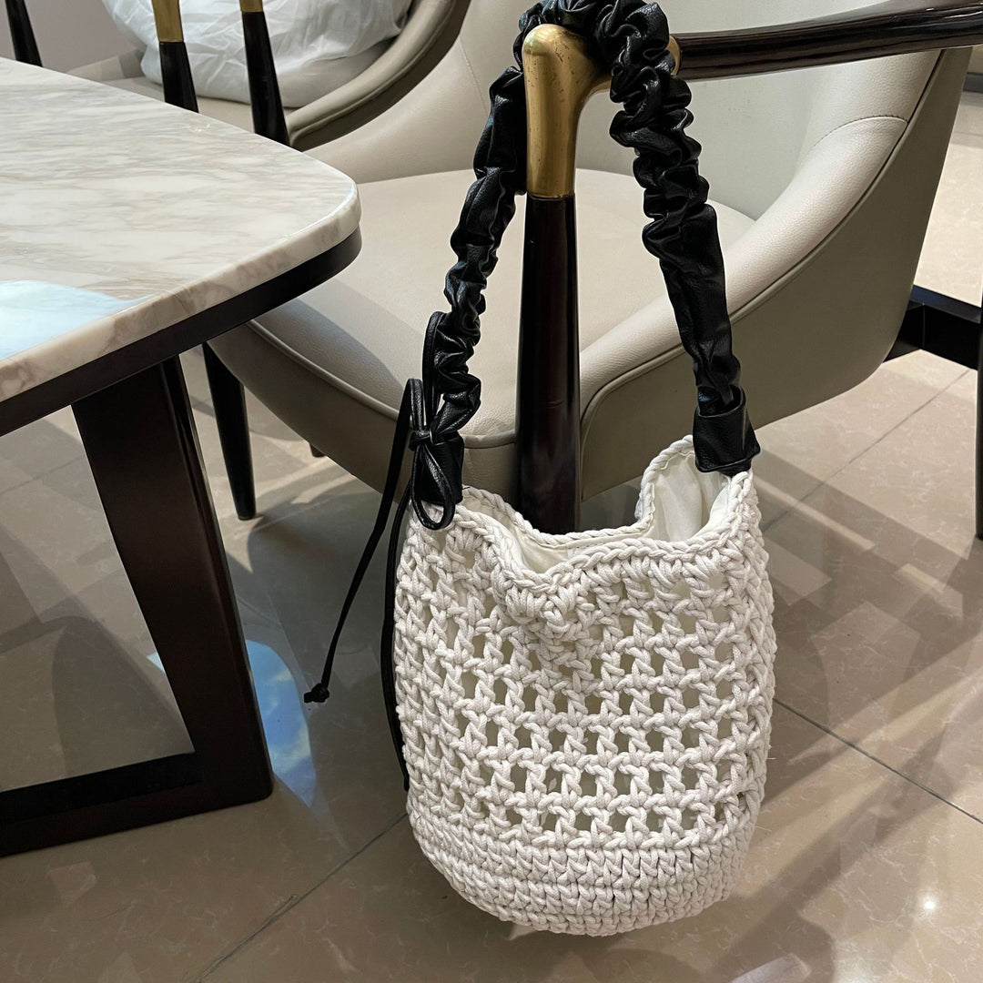 Hand-knotted tote bag with leather accents Kalsten