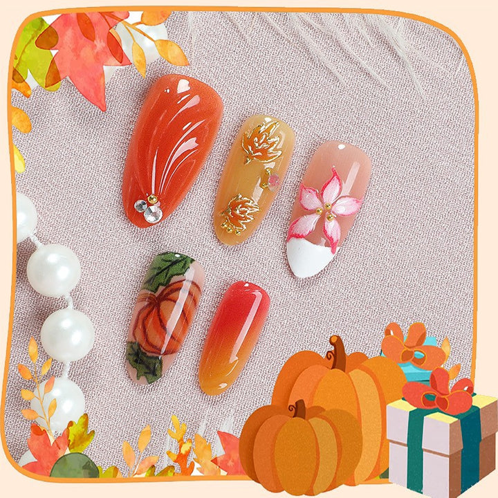Artificial nail set with floral and autumn designs Kalsten