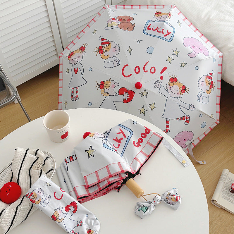 Ladies folding umbrella with playful children's motif Kalsten