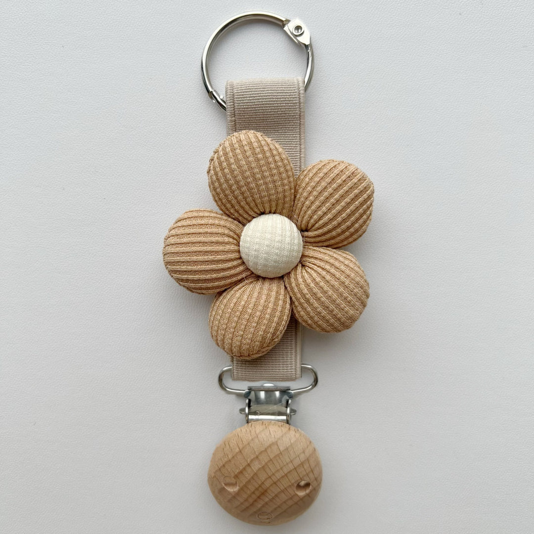 Plush Teddy Bear Pacifier and Teether Holder Strap with Wooden Safety Clip