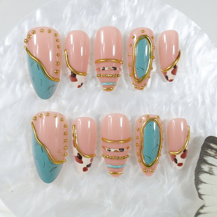Artificial nail set with luxurious decorative elements and elegant designs Kalsten