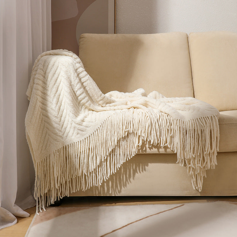 Cozy Knit Fringe Blanket Kalsten