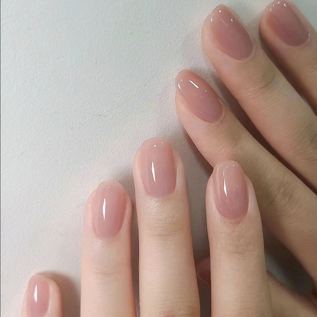 Natural Glossy Gel Nail Enhancements