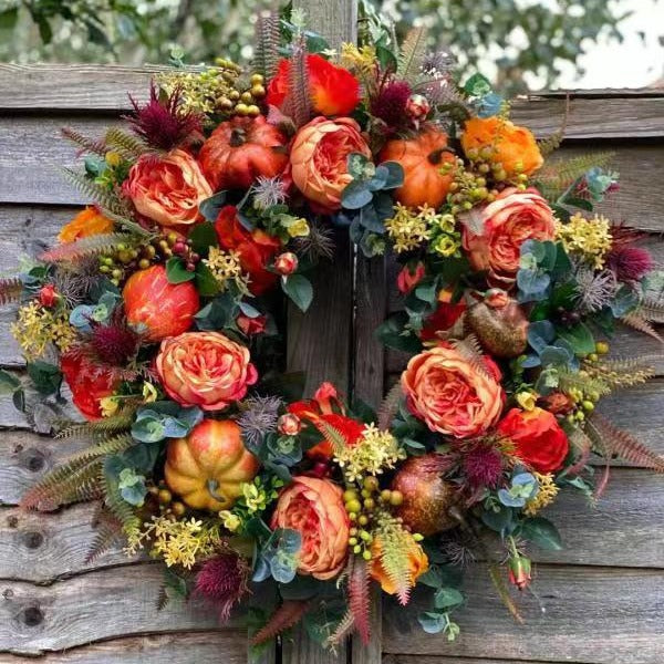 Autumn Floral Pumpkin Wreath