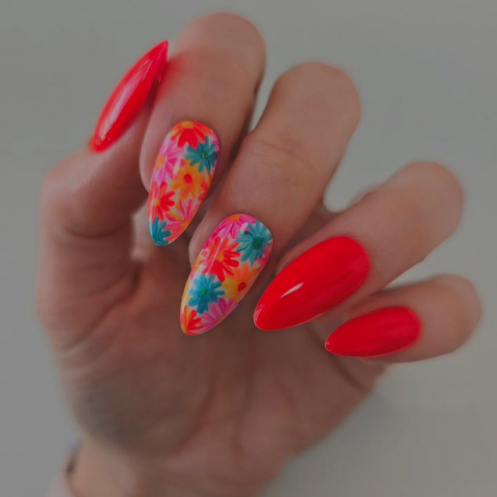 Artistic Summer Floral Acrylic Nail Art Kalsten