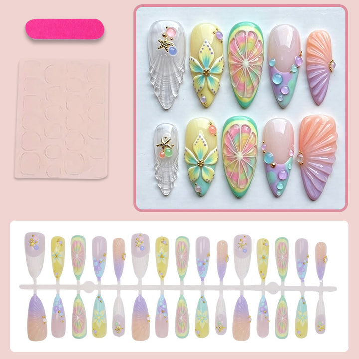 Artificial nail set with creative flower and glitter details Kalsten