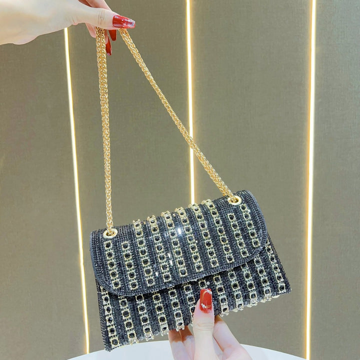 Rhinestone-Embellished Evening Shoulder Bag
