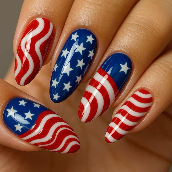 Creative artificial nails with patriotic design Kalsten