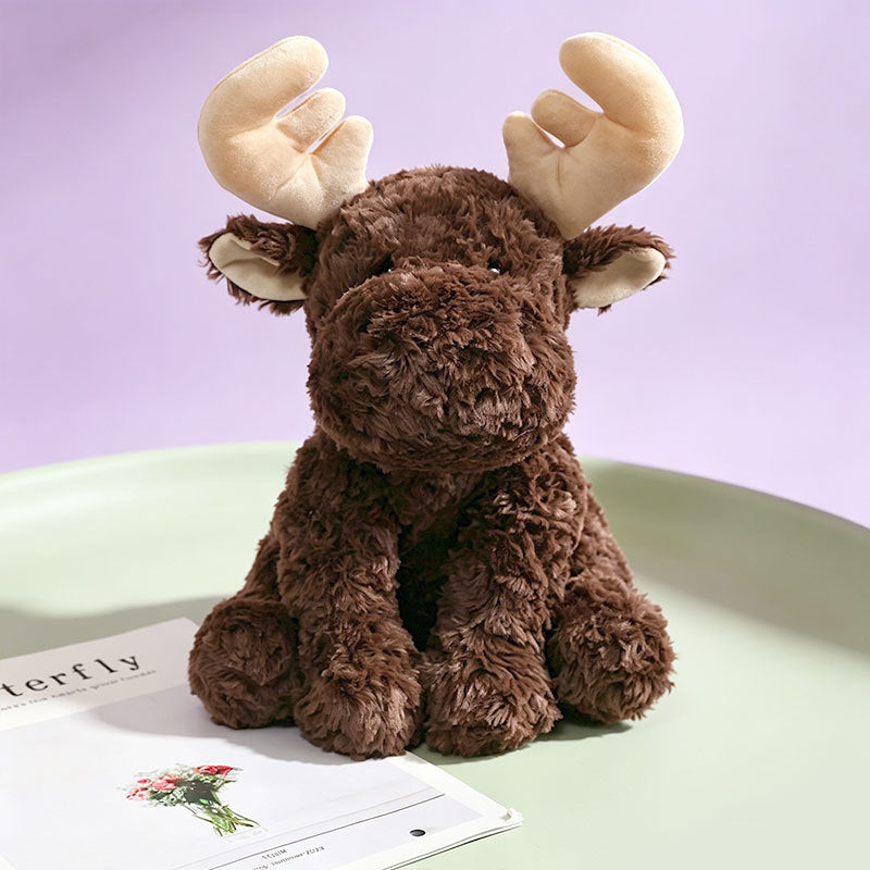 Plush Sitting Cow Comforter Toy with Mixed Faux-Fur Patches Kalsten