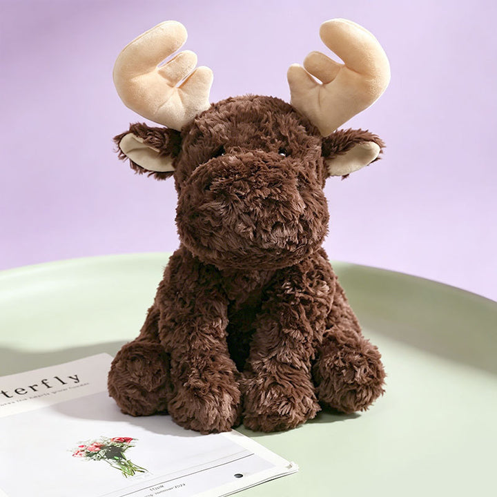 Plush Sitting Cow Comforter Toy with Mixed Faux-Fur Patches Kalsten