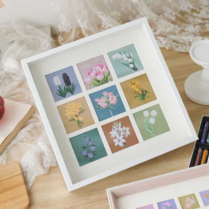 Framed Floral Art Collage Display for Home
