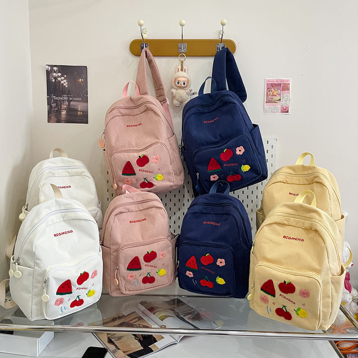 Stylish Embroidered Fruit Pattern Backpack Kalsten