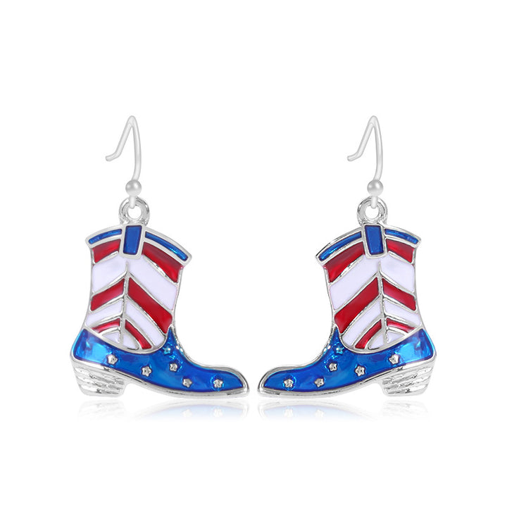 Women's lightweight star earrings with enamel flag design and fishhook Kalsten