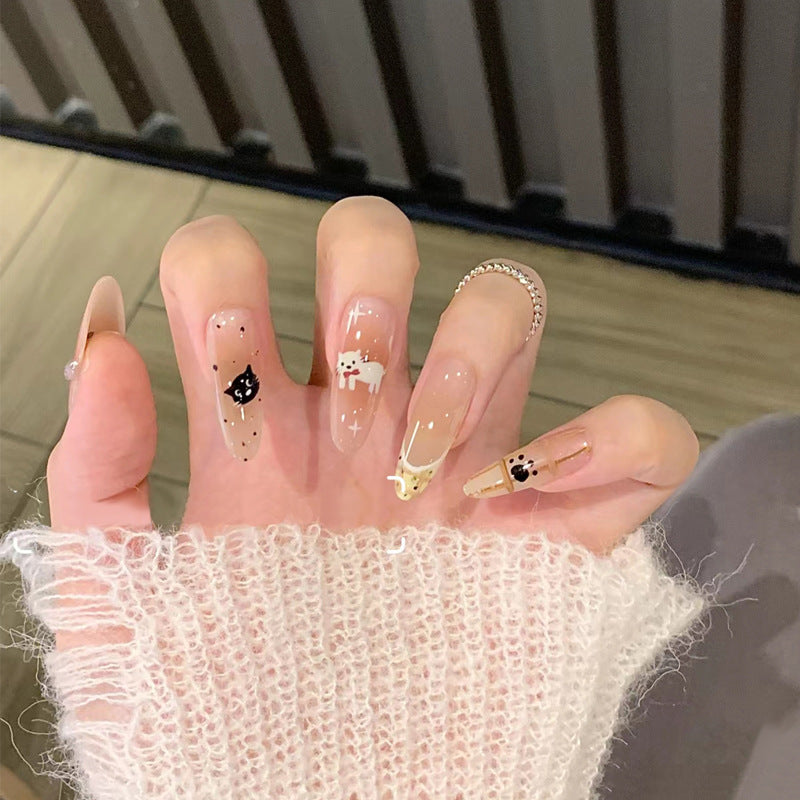 Elegant Press-On Nail Set with Glitter and Gloss Finish Kalsten