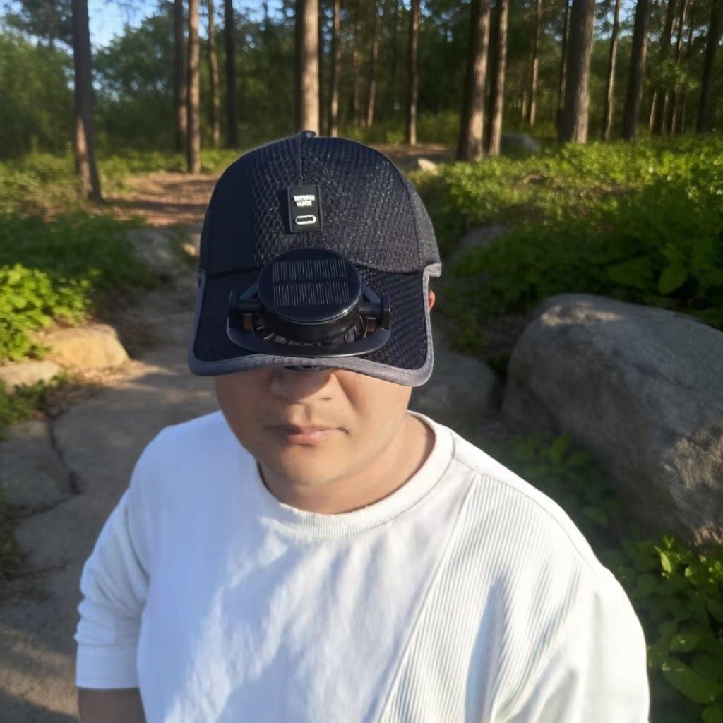 Solar-powered baseball cap with detachable solar fan and breathable honeycomb fabric Kalsten