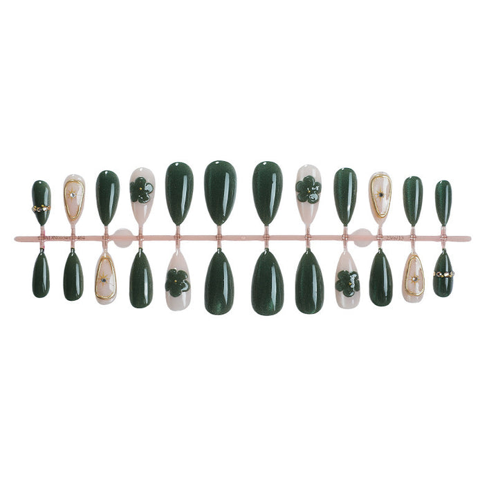 Artificial nail set with floral accents and glitter details Kalsten