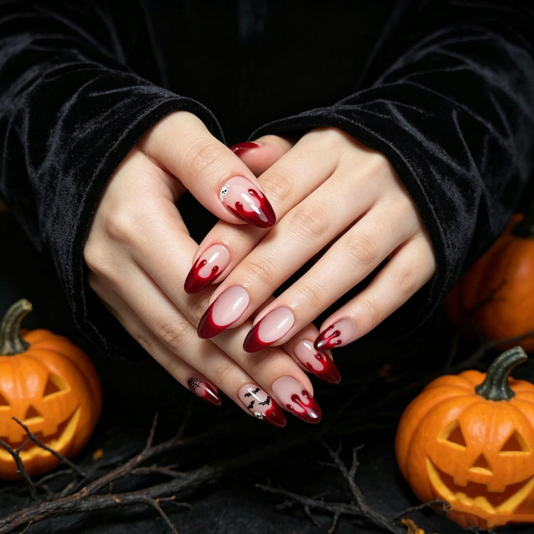 Halloween-Themed Long Coffin Nail Art Kalsten