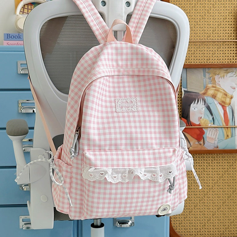 Cute Gingham Print Backpack Kalsten