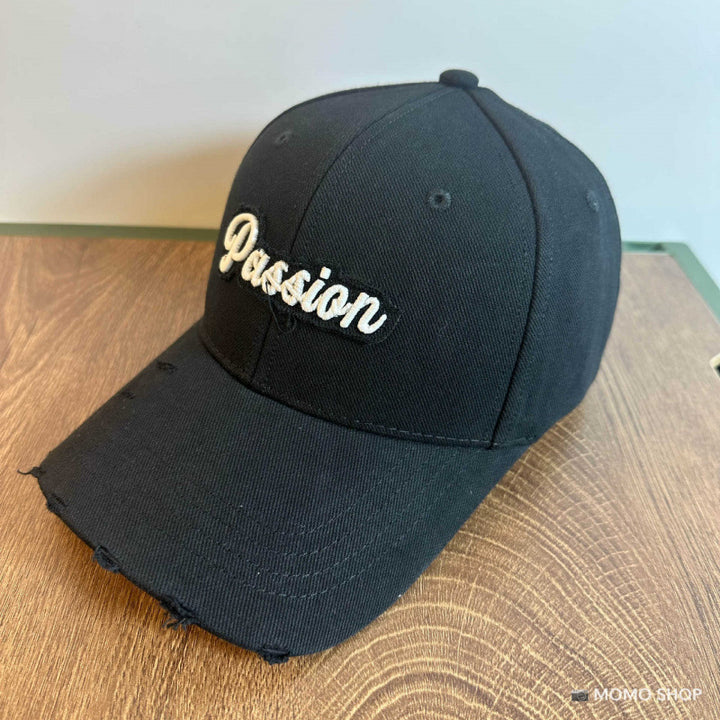 Women's Distressed Cotton Baseball Cap with Embroidered Quote Kalsten