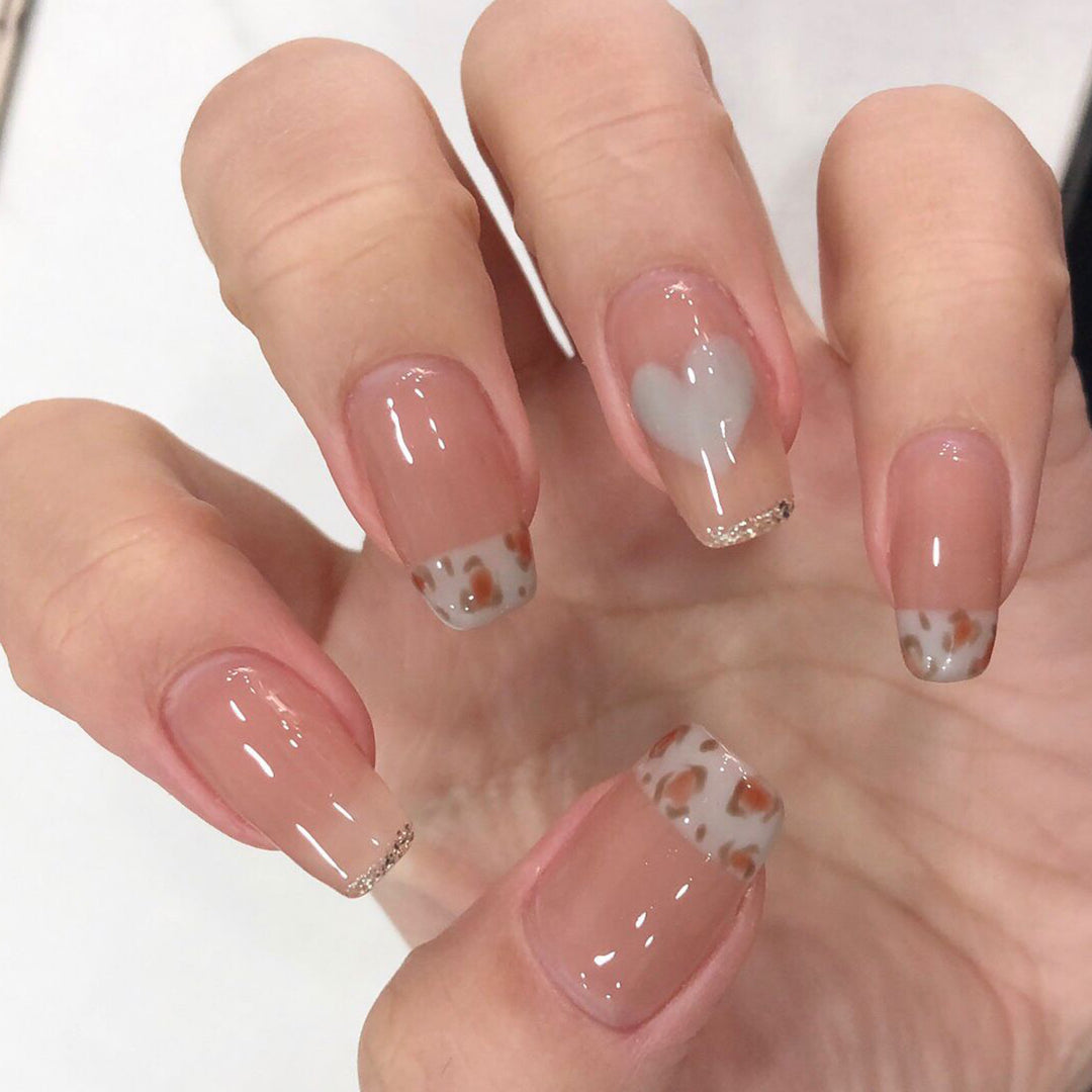 Artful Nail Extensions with Heart and Leopard Accents Kalsten