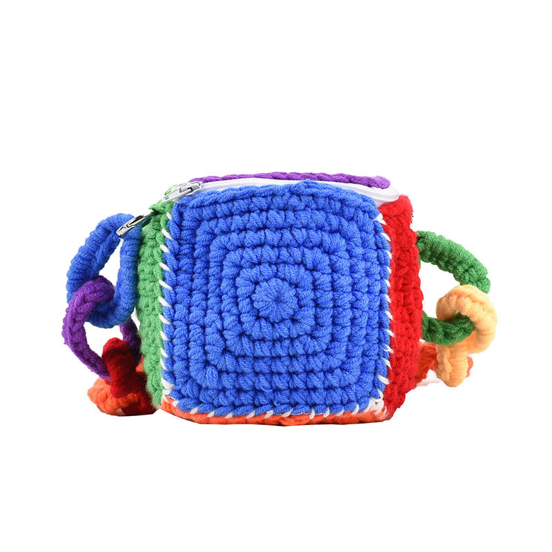 Colorful Geometric Crochet Mini Crossbody Bag