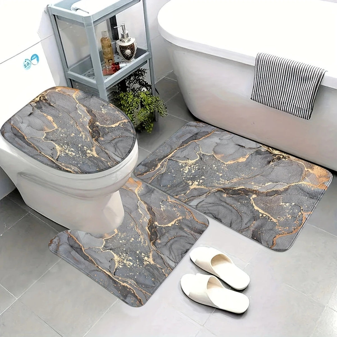 Artistic Marble Print Bath Mat Set Kalsten